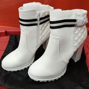 Stylish White Quilted Ankle Boots